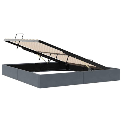 Letto con Contenitore Grigio Scuro 193 x 203 cm Velluto | homemem39