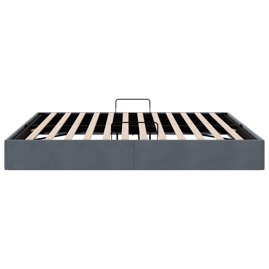 Letto con Contenitore Grigio Scuro 193 x 203 cm Velluto | homemem39