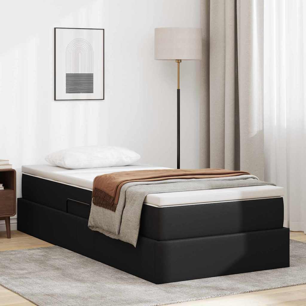 Letto con contenitore e materasso Nero 90 x 200 cm | homemem39