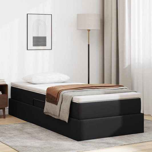 Letto con contenitore e materasso Nero 100 x 200 cm | homemem39