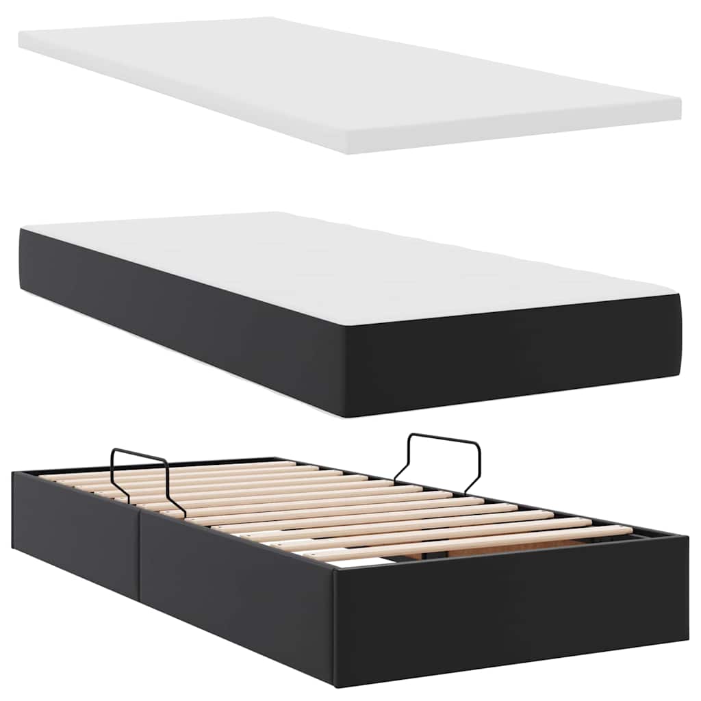 Letto con contenitore e materasso Nero 100 x 200 cm | homemem39