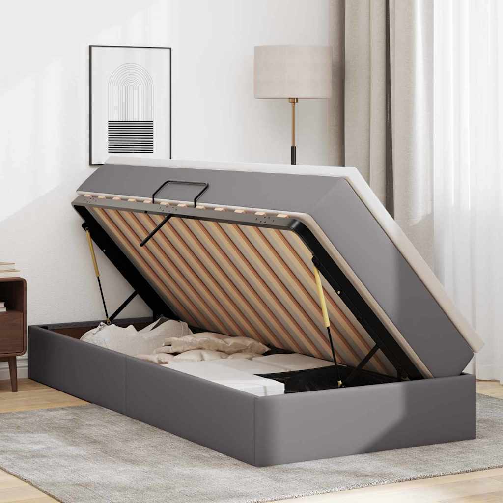 Letto con contenitore e materasso Grigio 100 x 200 cm | homemem39
