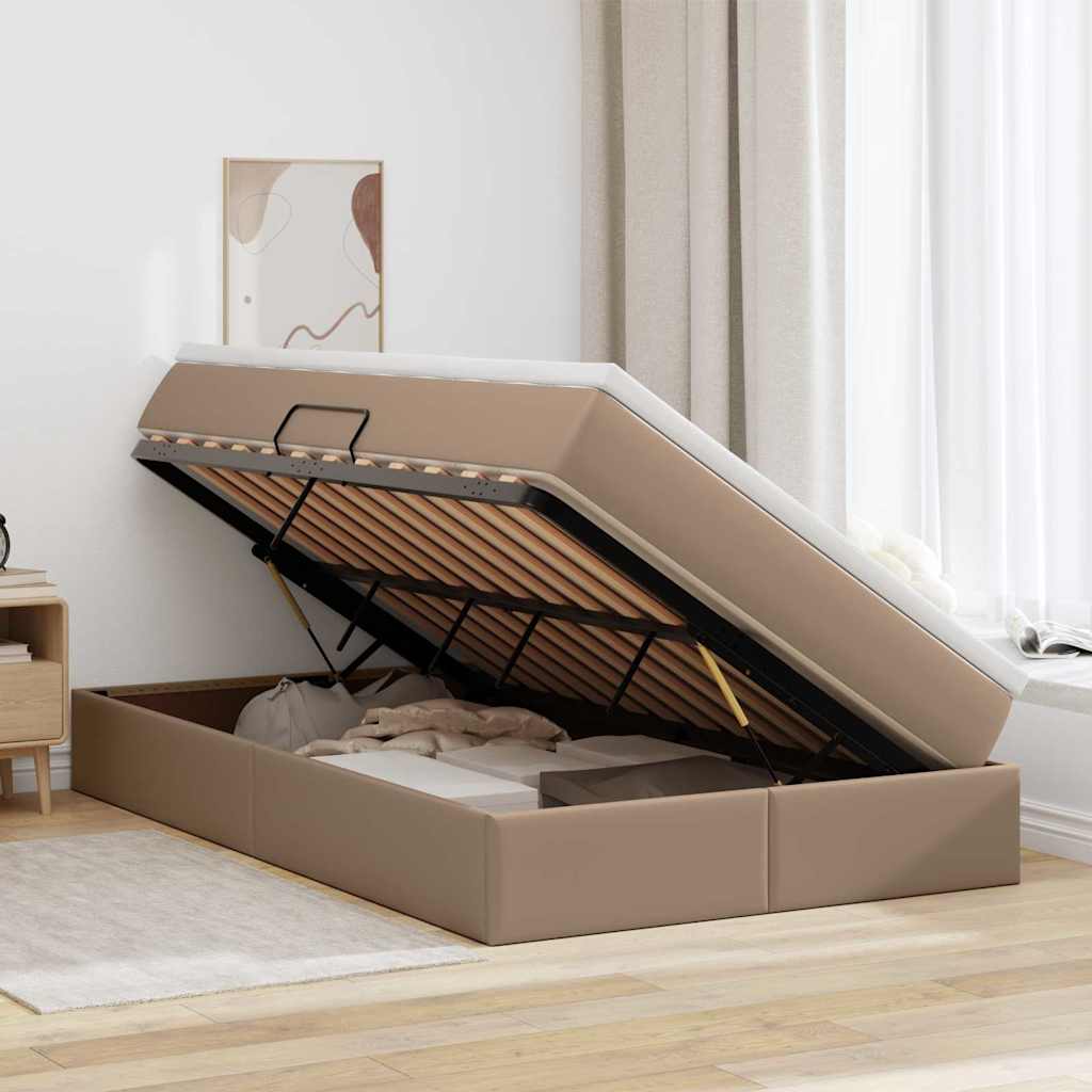Letto con contenitore e materasso Cappuccino 120 x 200 cm | homemem39