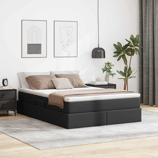 Letto con contenitore e materasso Nero 140 x 190 cm | homemem39
