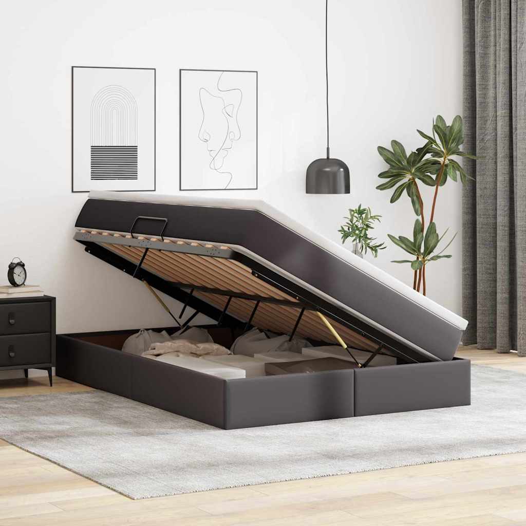 Letto con contenitore e materasso Grigio 140 x 200 cm | homemem39