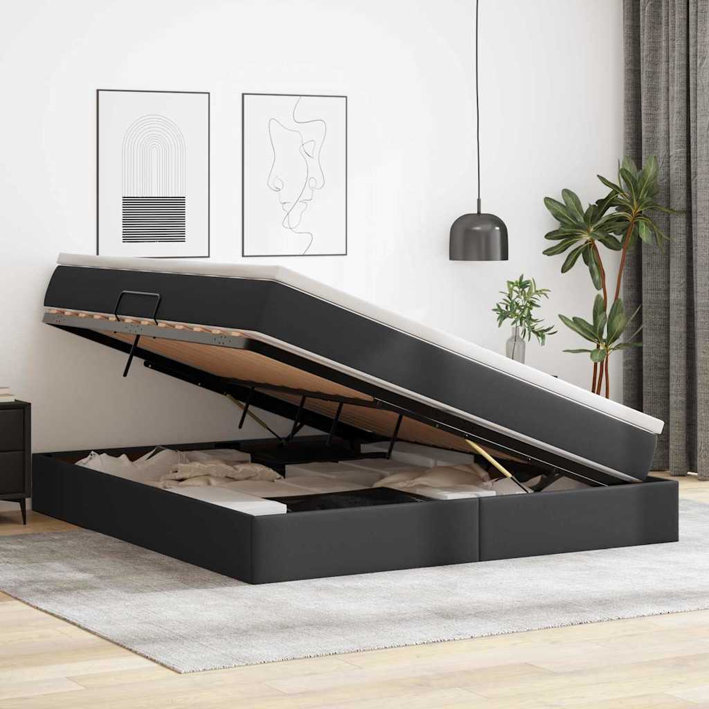Letto con contenitore e materasso Nero 180 x 200 cm | homemem39