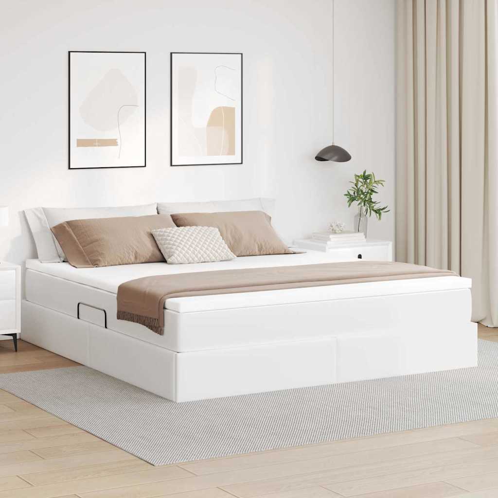 Letto con contenitore e materasso Bianco 180 x 200 cm | homemem39
