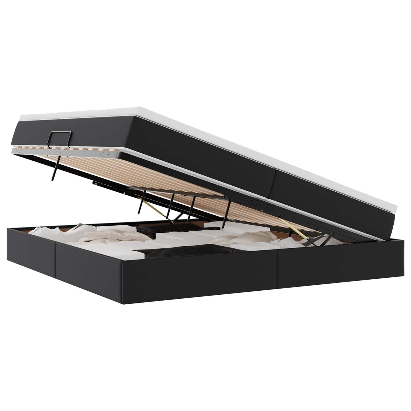 Letto con contenitore e materasso Nero 200 x 200 cm | homemem39