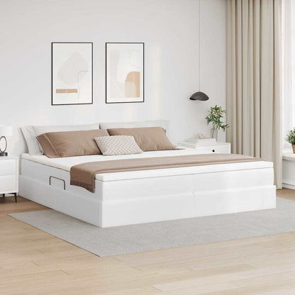 Letto con contenitore e materasso Bianco 200 x 200 cm | homemem39