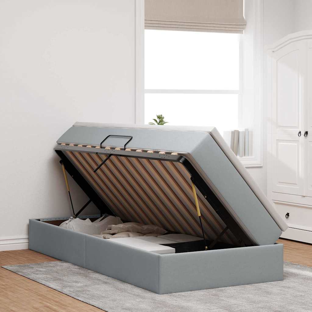 Letto con contenitore e materasso Grigio chiaro 90 x 190 cm | homemem39