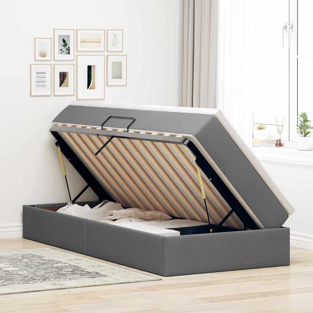 Letto con contenitore e materasso Grigio scuro 90 x 190 cm | homemem39
