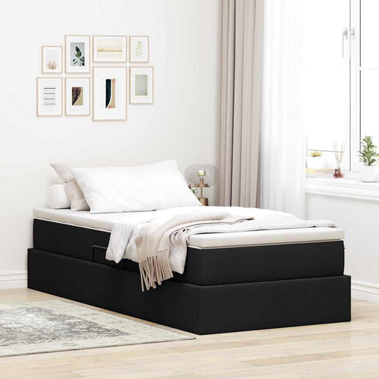 Letto con contenitore e materasso Nero 90 x 190 cm Poliestere | homemem39