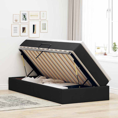 Letto con contenitore e materasso Nero 90 x 190 cm Poliestere | homemem39