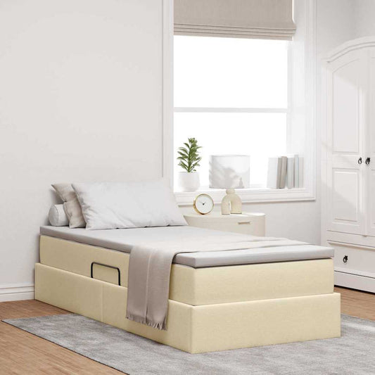 Letto con contenitore e materasso Crema 90 x 190 cm Poliestere | homemem39