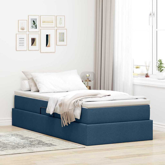 Letto con contenitore e materasso Blu 90 x 190 cm Poliestere | homemem39