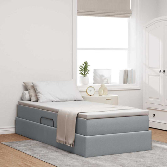 Letto con contenitore e materasso Grigio chiaro 90 x 200 cm | homemem39