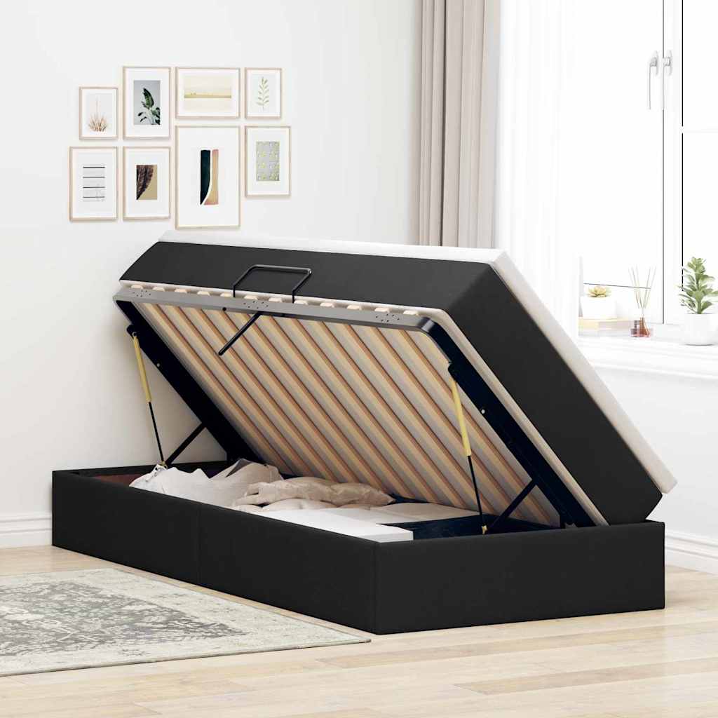 Letto con contenitore e materasso Nero 90 x 200 cm Poliestere | homemem39