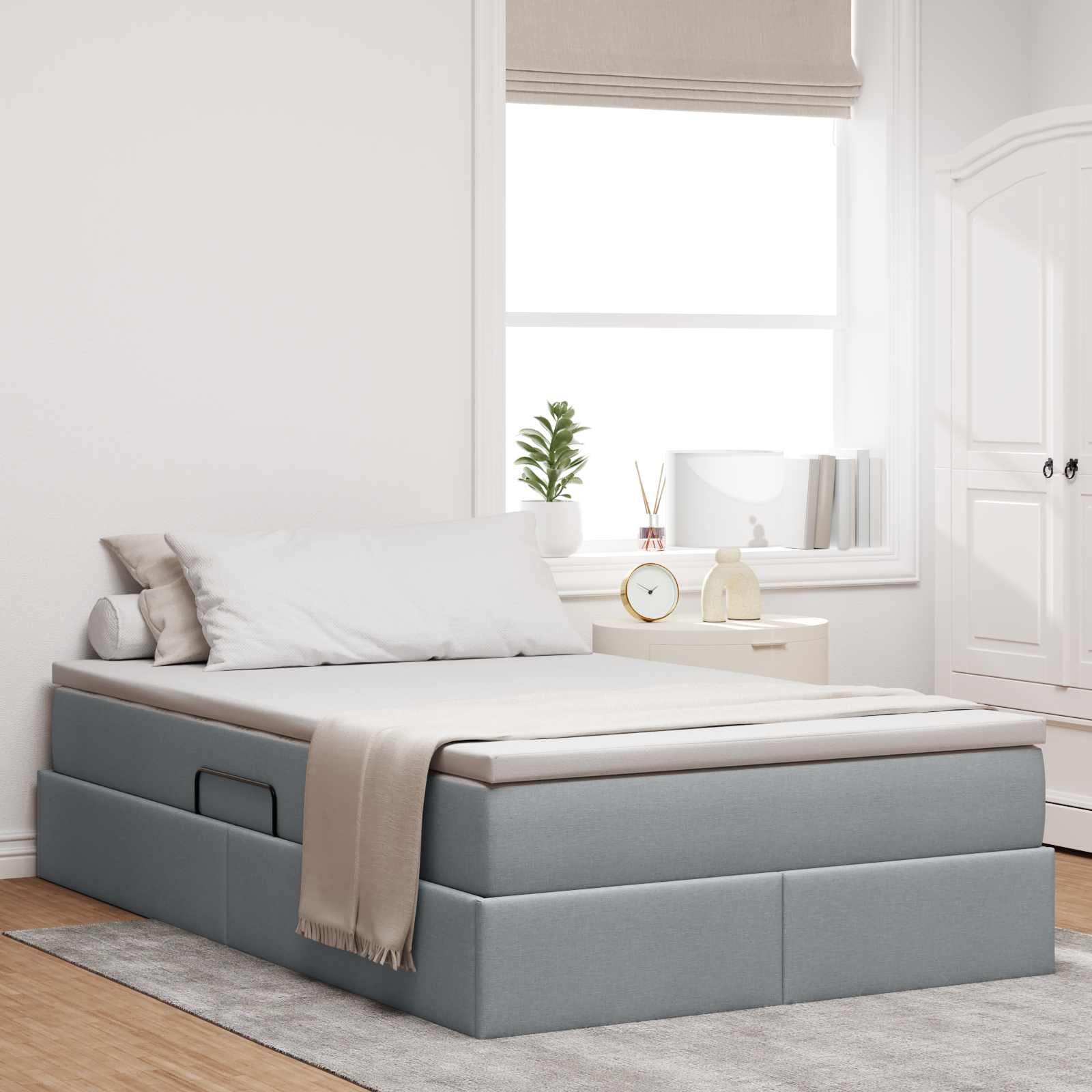 Letto con contenitore e materasso Grigio chiaro 120 x 190 cm | homemem39