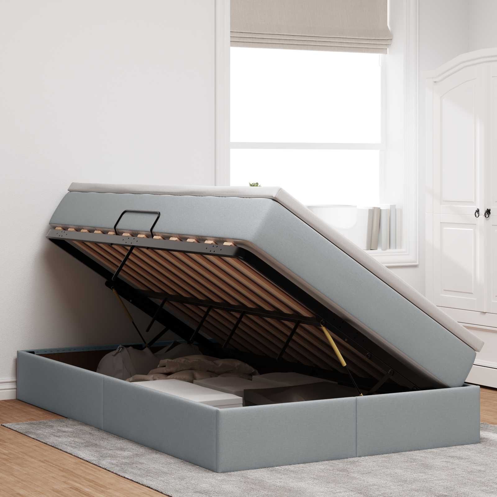 Letto con contenitore e materasso Grigio chiaro 120 x 190 cm | homemem39