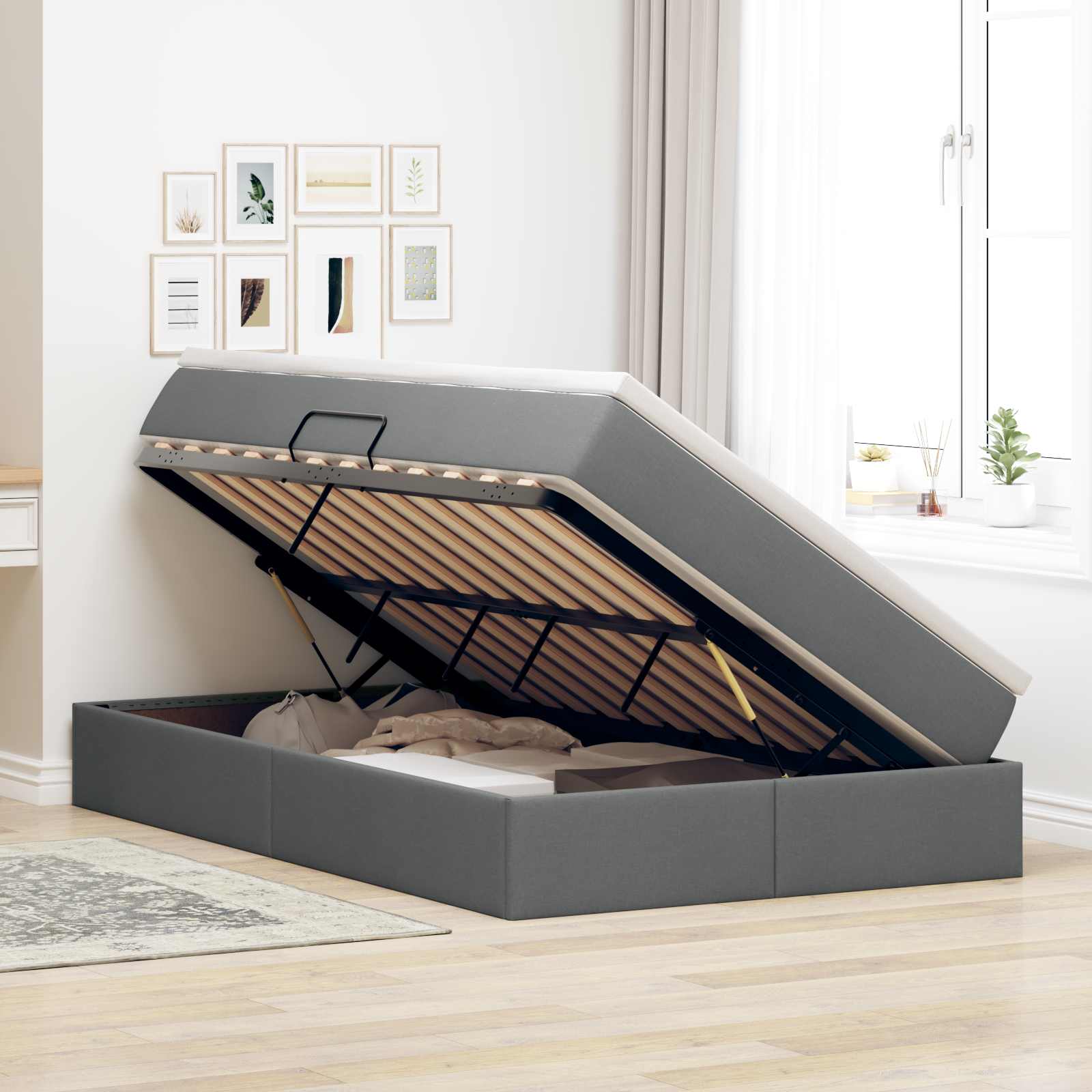 Letto con contenitore e materasso Grigio scuro 120 x 190 cm | homemem39