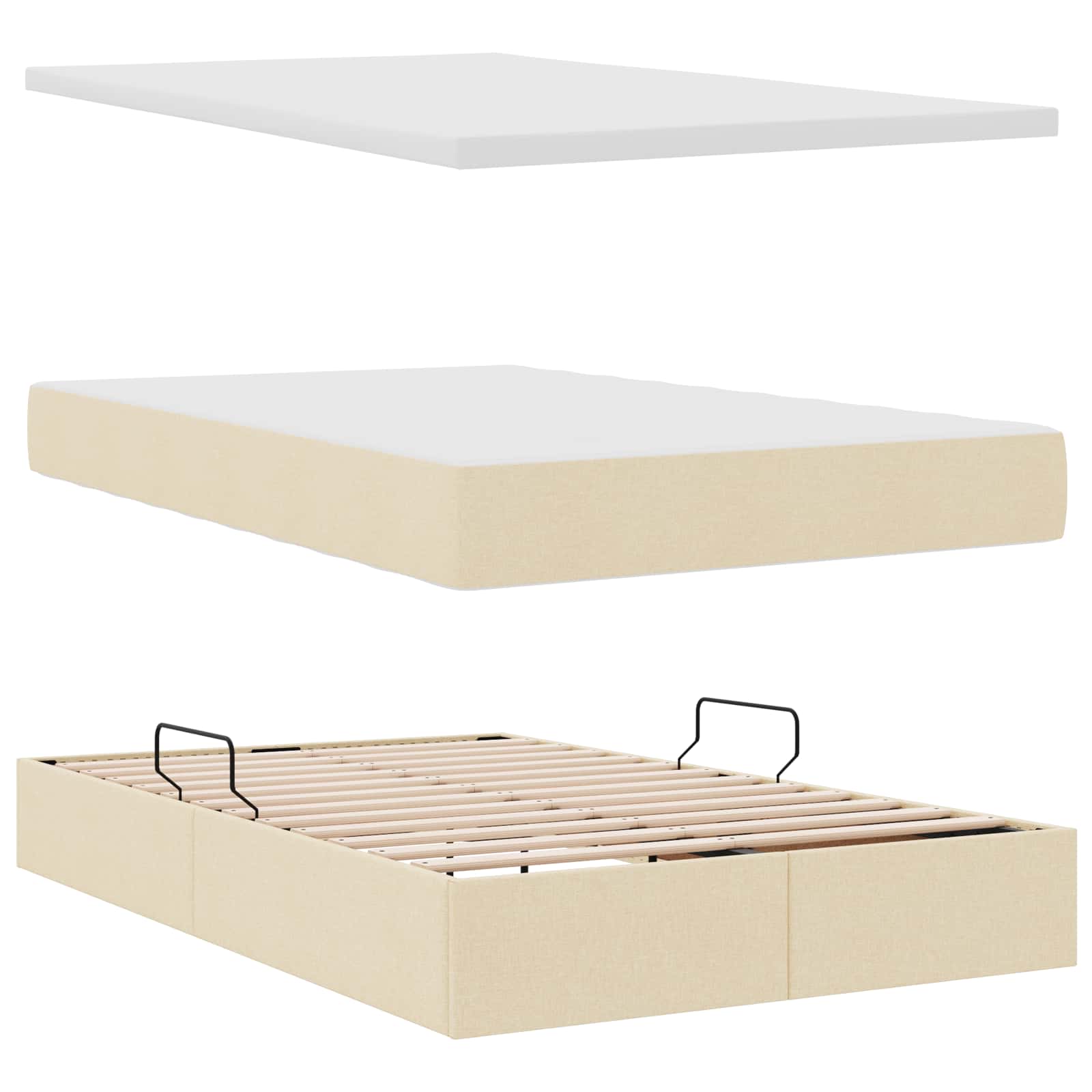 Letto con contenitore e materasso Crema 120 x 190 cm Poliestere | homemem39