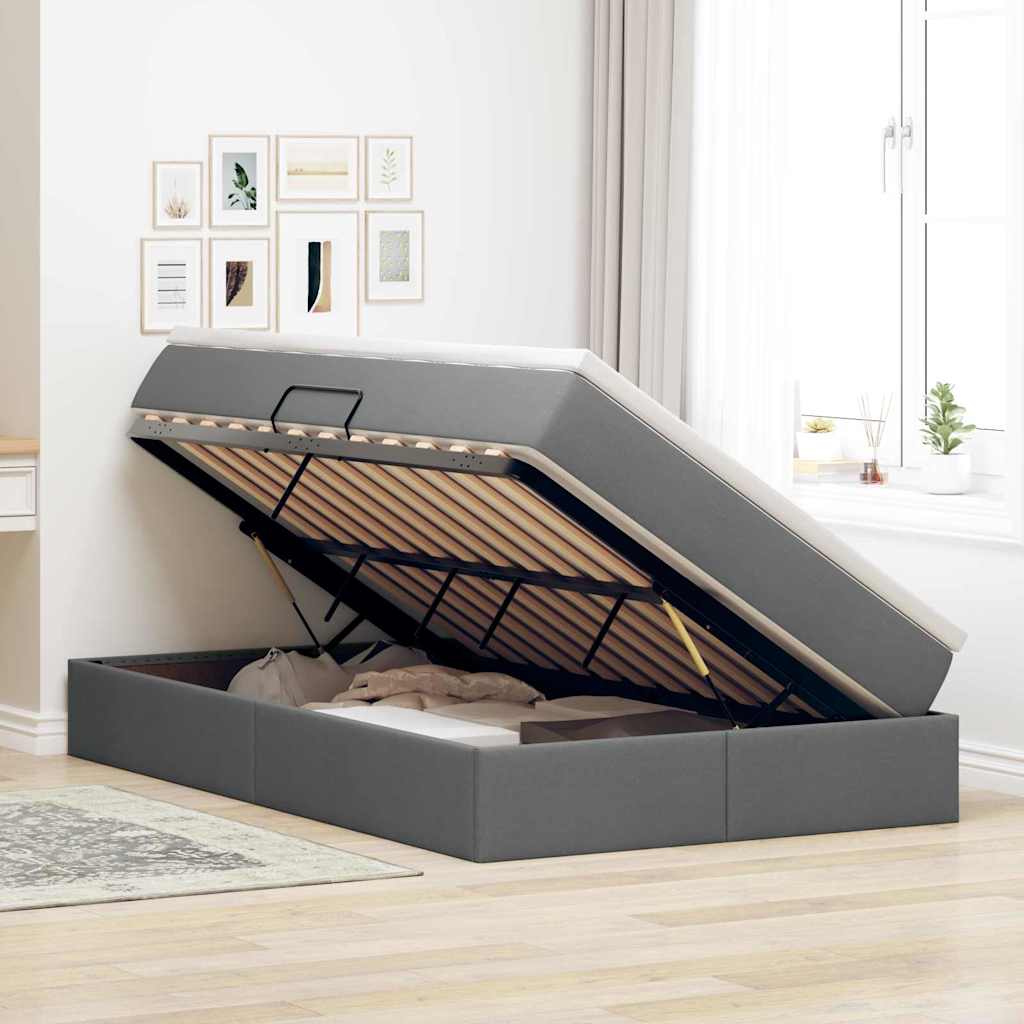 Letto con contenitore e materasso Grigio scuro 120 x 200 cm | homemem39