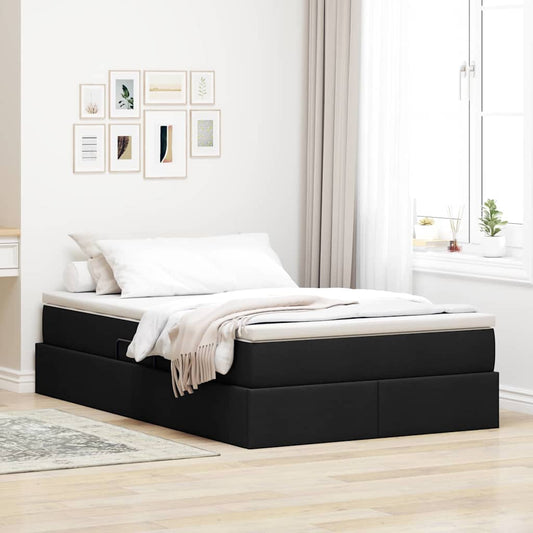 Letto con contenitore e materasso Nero 120 x 200 cm Poliestere | homemem39