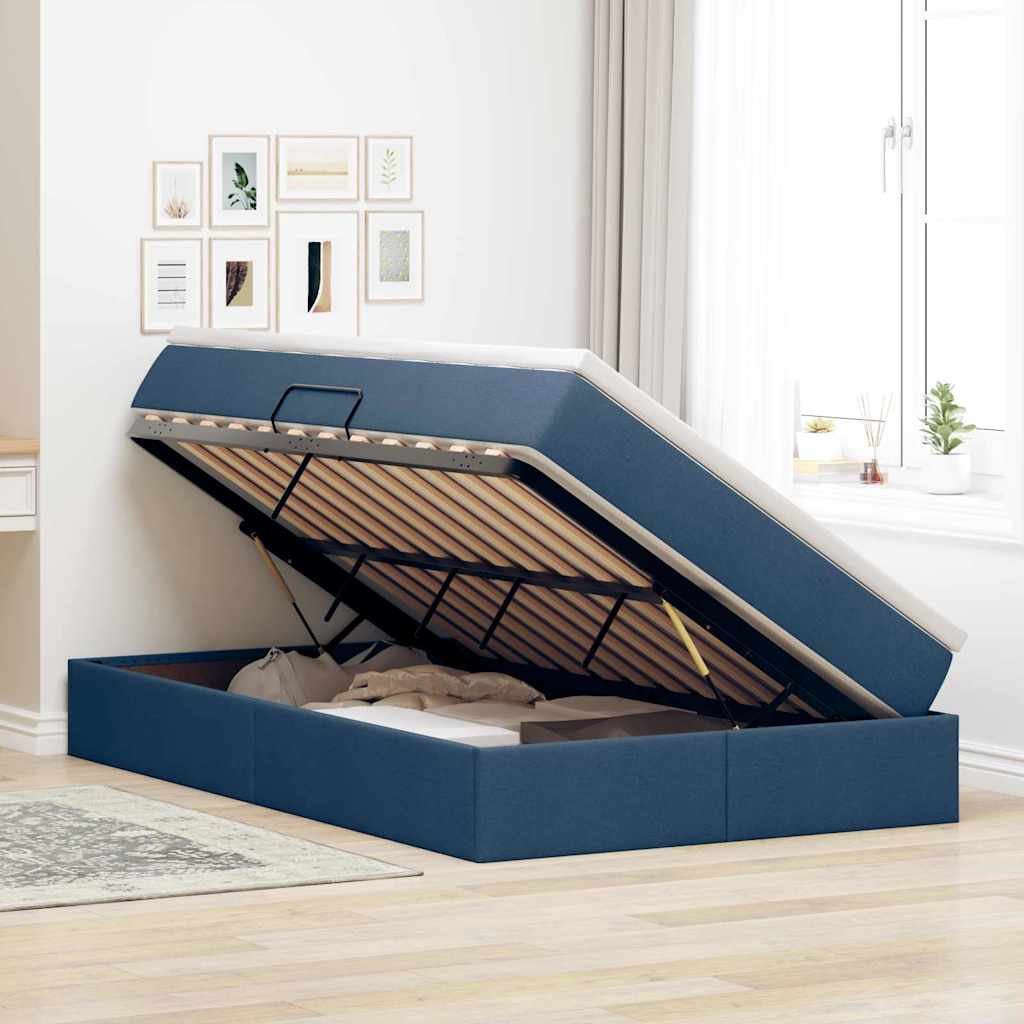 Letto con contenitore e materasso Blu 120 x 200 cm Poliestere | homemem39