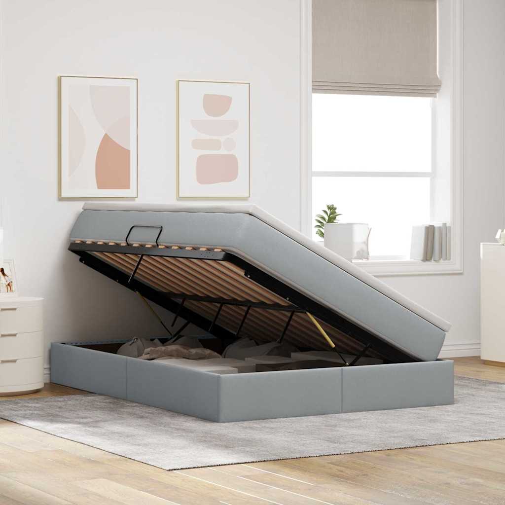 Letto con contenitore e materasso Grigio chiaro 140 x 190 cm | homemem39