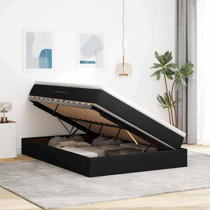 Letto con contenitore e materasso Nero 140 x 190 cm Poliestere | homemem39