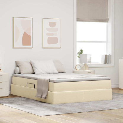 Letto con contenitore e materasso Crema 140 x 190 cm Poliestere | homemem39