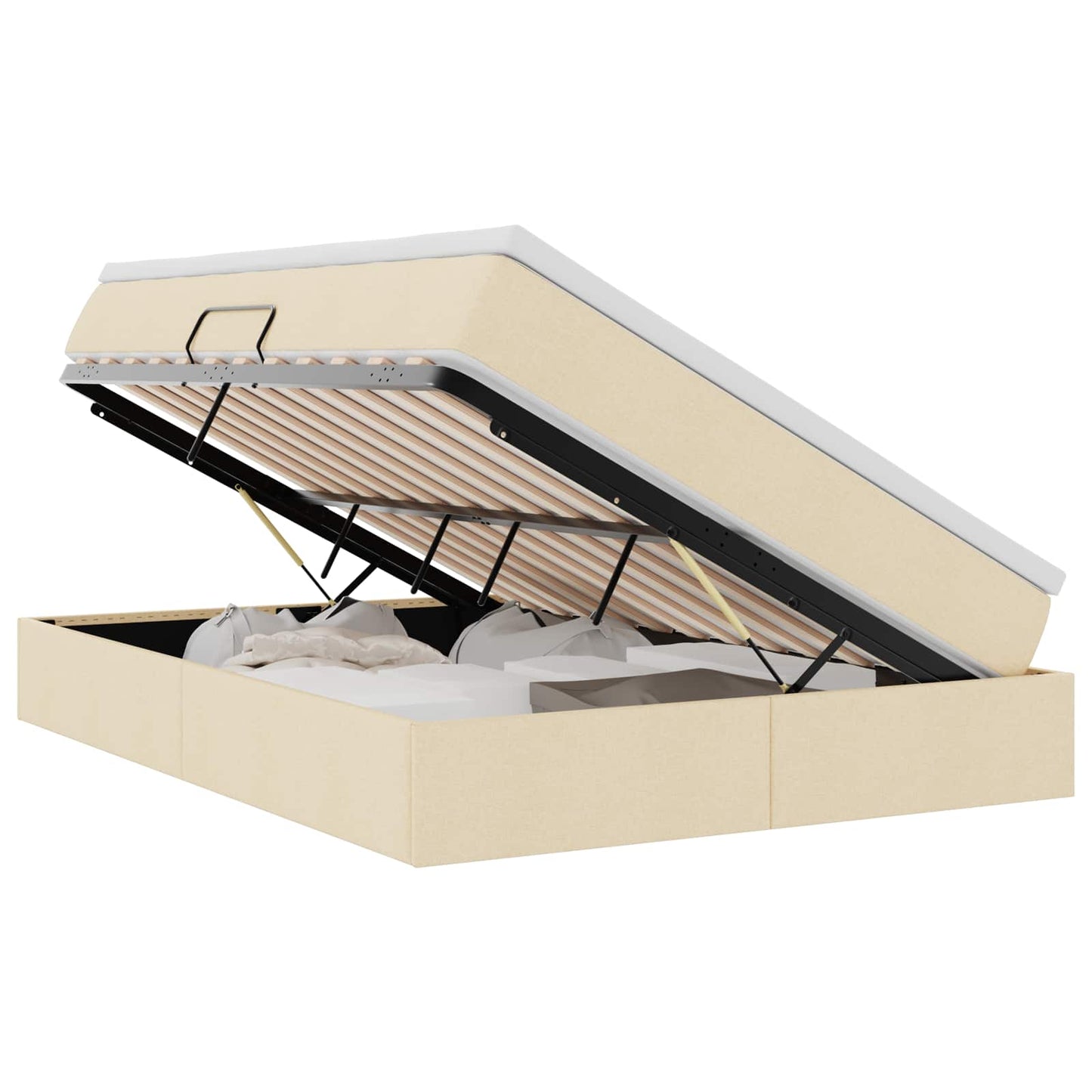 Letto con contenitore e materasso Crema 140 x 190 cm Poliestere | homemem39