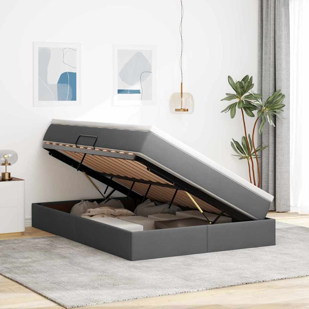 Letto con contenitore e materasso Grigio scuro 140 x 200 cm | homemem39