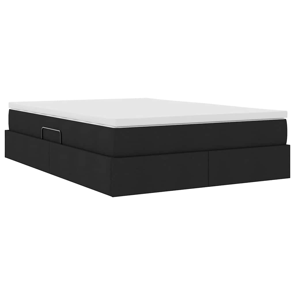 Letto con contenitore e materasso Nero 140 x 200 cm Poliestere | homemem39
