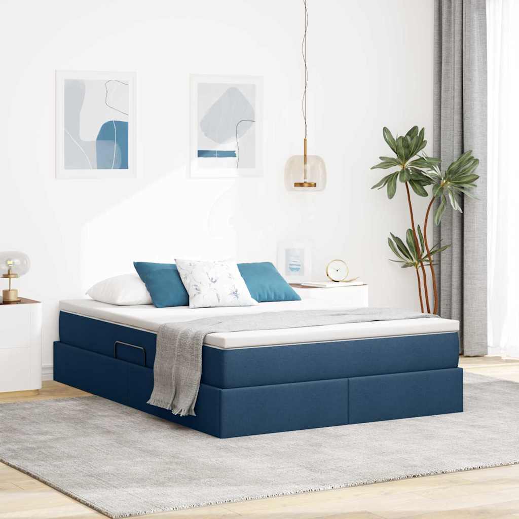 Letto con contenitore e materasso Blu 140 x 200 cm Poliestere | homemem39