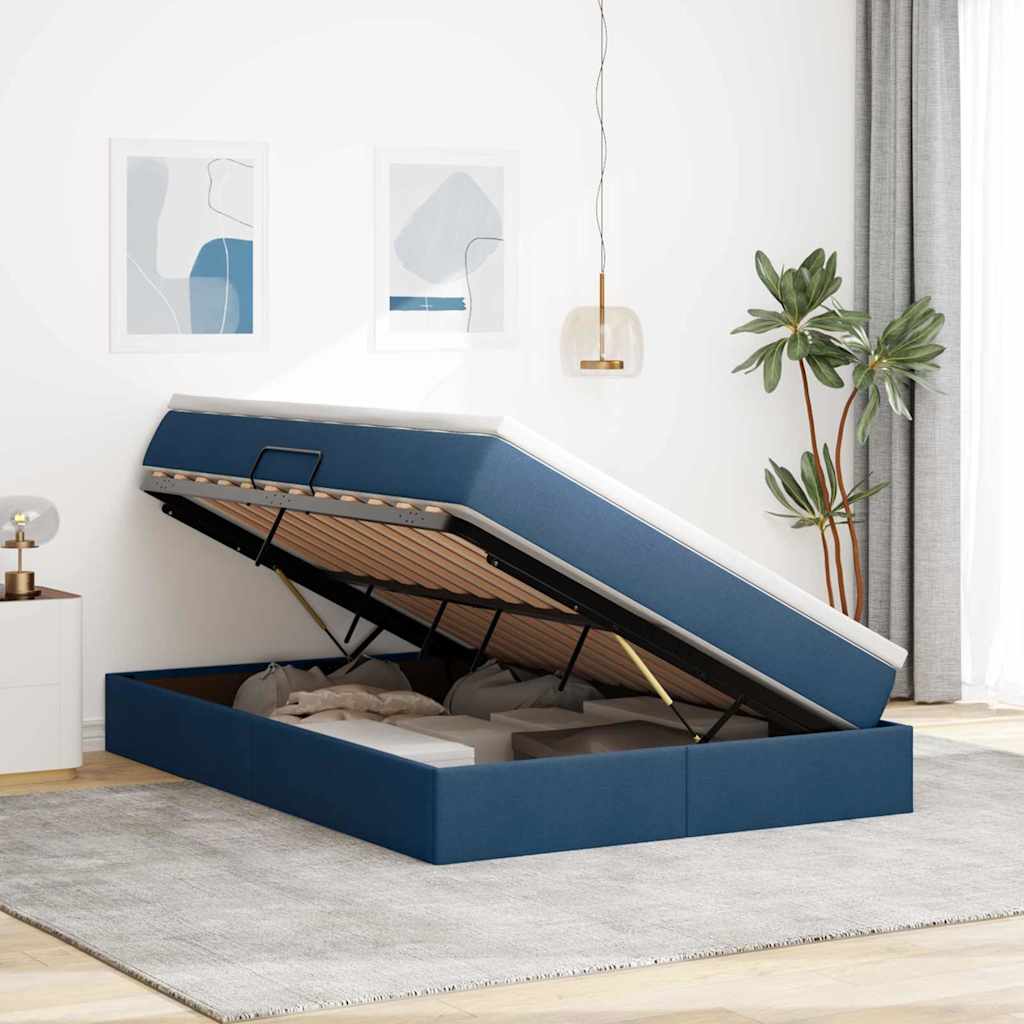 Letto con contenitore e materasso Blu 140 x 200 cm Poliestere | homemem39