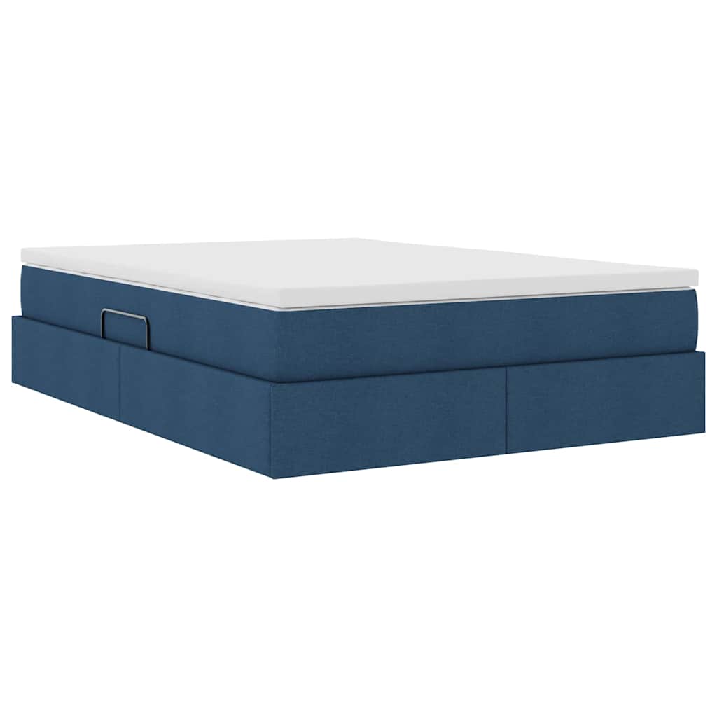 Letto con contenitore e materasso Blu 140 x 200 cm Poliestere