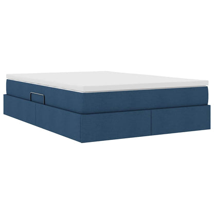 Letto con contenitore e materasso Blu 140 x 200 cm Poliestere