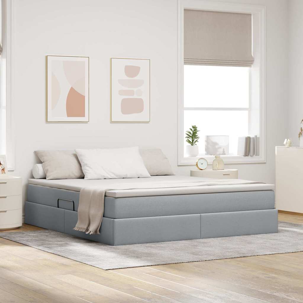 Letto con contenitore e materasso Grigio chiaro 160 x 200 cm | homemem39