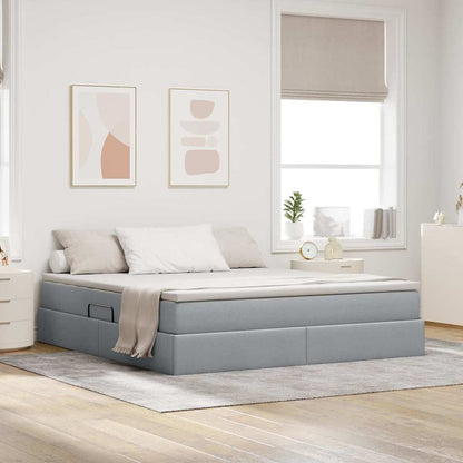 Letto con contenitore e materasso Grigio chiaro 160 x 200 cm