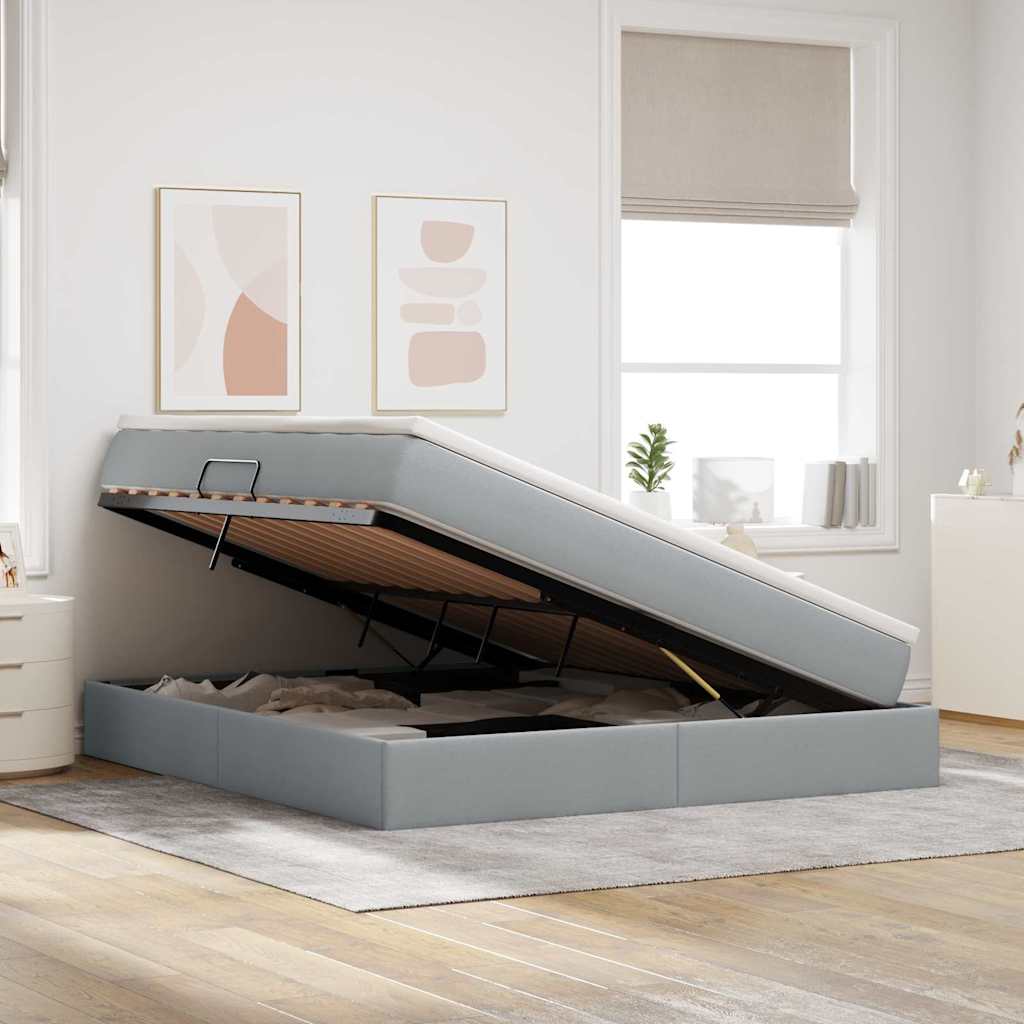 Letto con contenitore e materasso Grigio chiaro 160 x 200 cm | homemem39