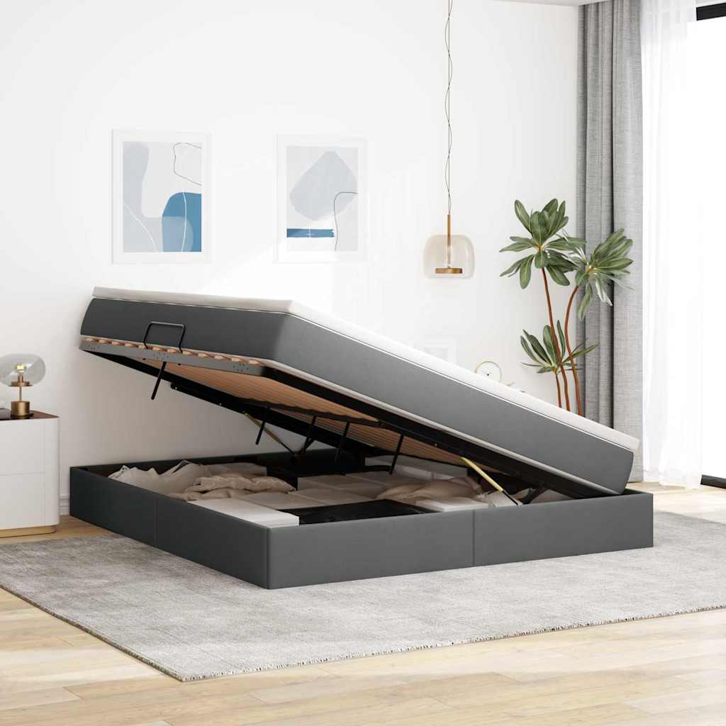 Letto con contenitore e materasso Grigio scuro 160 x 200 cm | homemem39