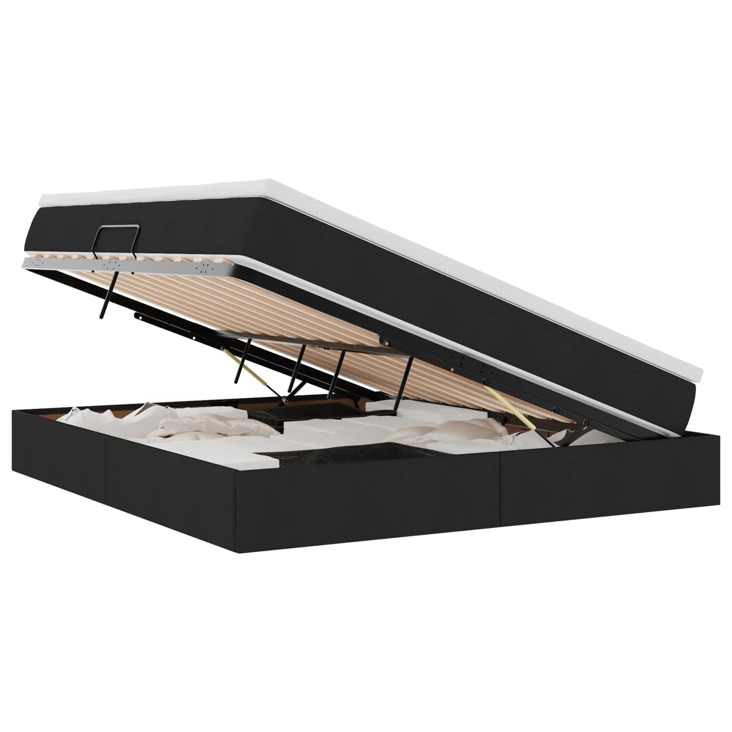 Letto con contenitore e materasso Nero 160 x 200 cm Poliestere | homemem39
