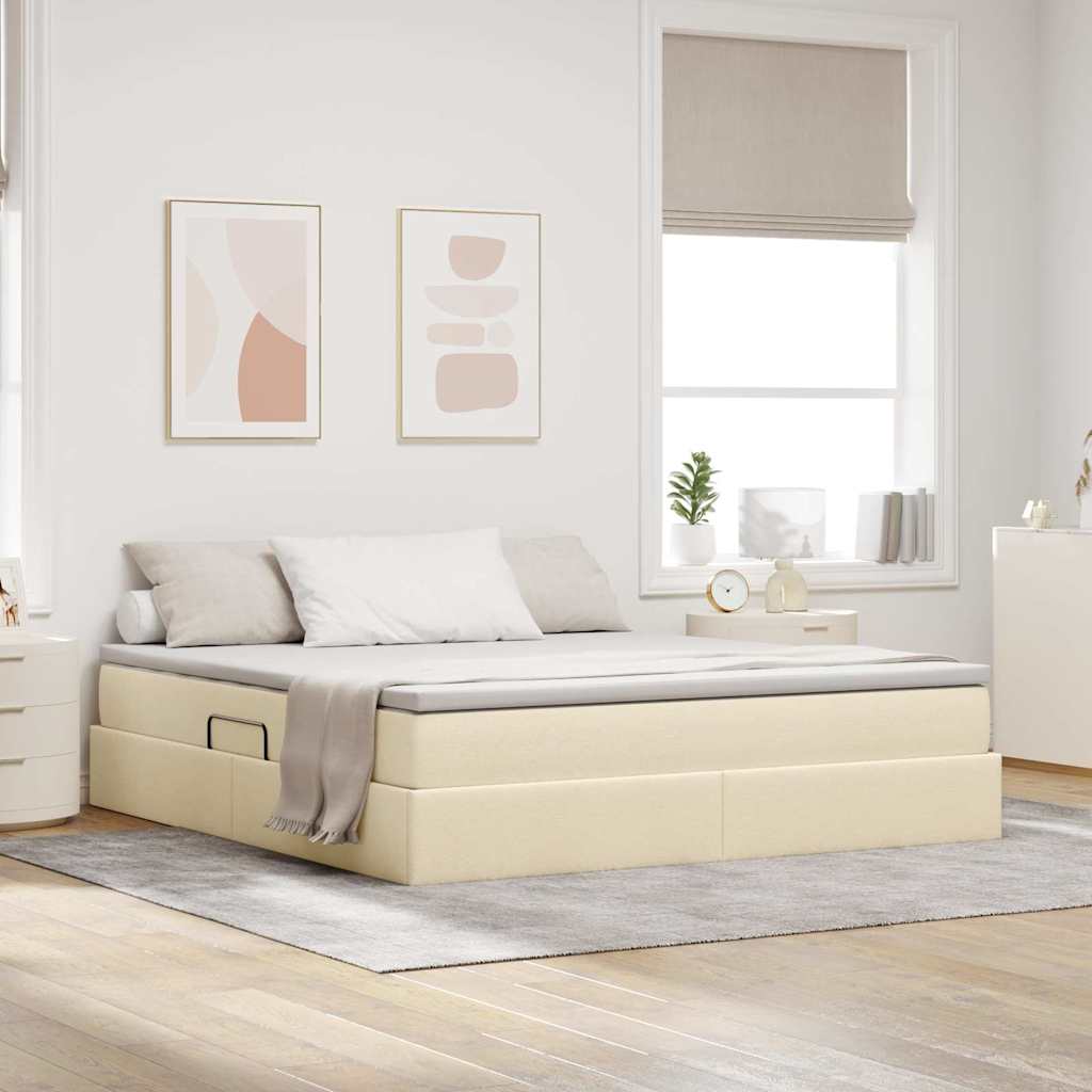 Letto con contenitore e materasso Crema 160 x 200 cm Poliestere | homemem39