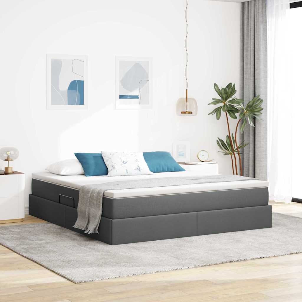 Letto con contenitore e materasso Grigio scuro 180 x 200 cm | homemem39