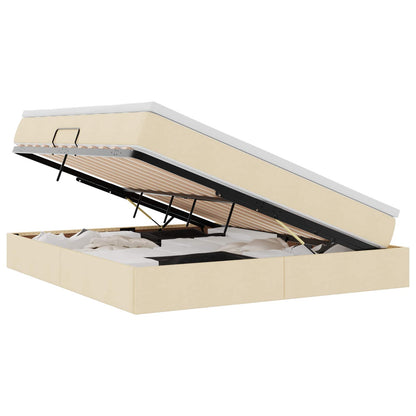 Letto con contenitore e materasso Crema 180 x 200 cm Poliestere