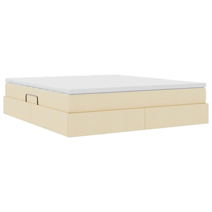 Letto con contenitore e materasso Crema 180 x 200 cm Poliestere