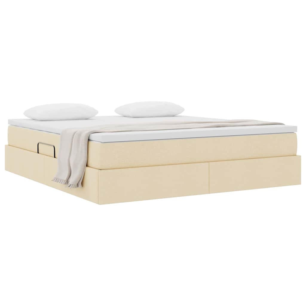 Letto con contenitore e materasso Crema 180 x 200 cm Poliestere