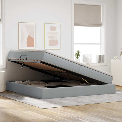 Letto con contenitore e materasso Grigio chiaro 200 x 200 cm | homemem39