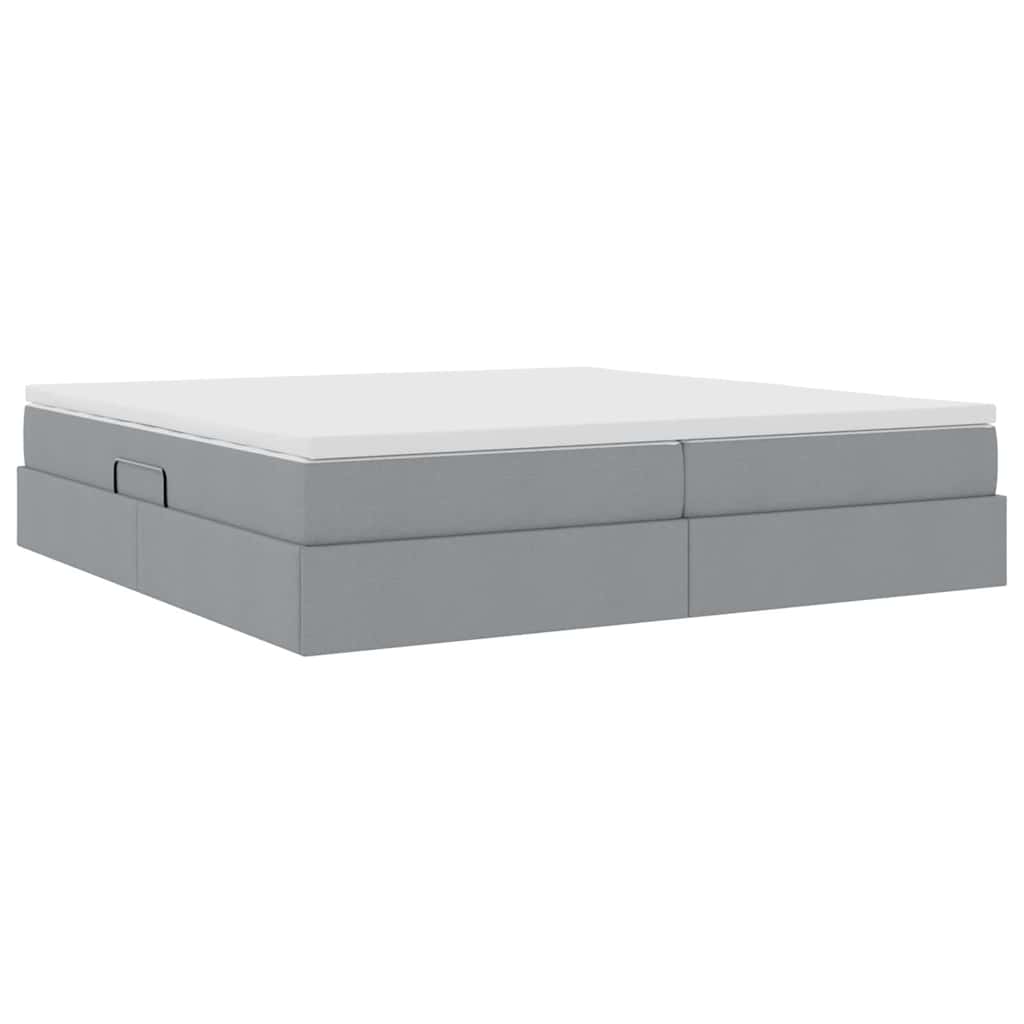 Letto con contenitore e materasso Grigio chiaro 200 x 200 cm